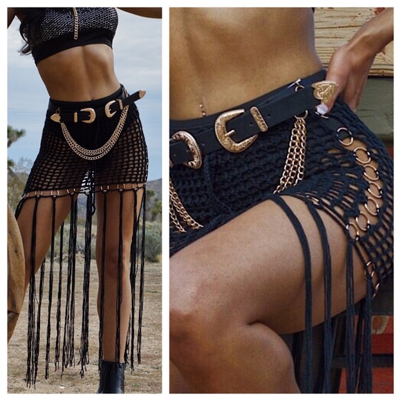 Indio Hills Crochet Fringe Maxi Skirt - Picture 2 of 8